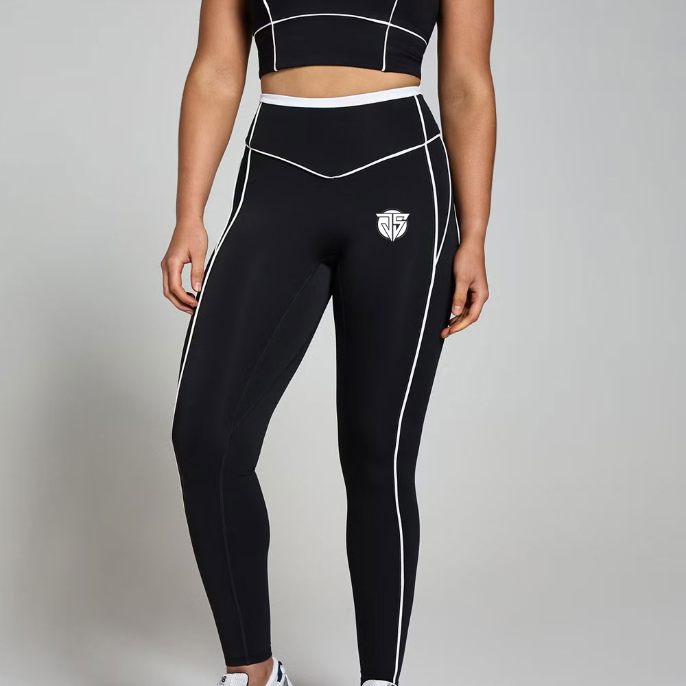 Contrast Texture Leggings – Black